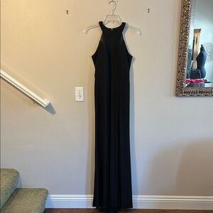 Black fitted Long, Sleeveless Dress with Cut Outs